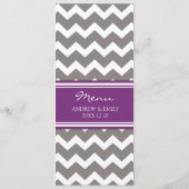 Gris Chevron de prune de menu de mariage (Dos)