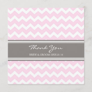 Gris Chevron de rose de cartes de Merci de mariage