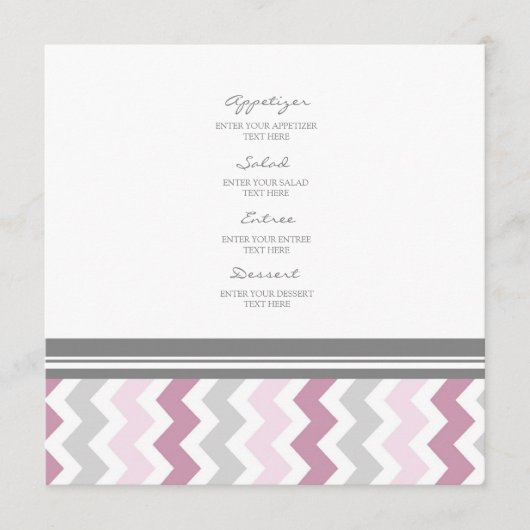 Gris Chevron de rose de menu de mariage (Devant)