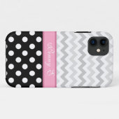 Gris Chevron Noir Polka Dot rose iPhone 5 Coque (Dos (Horizontal))