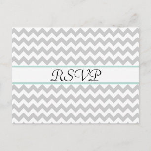 Gris Chevron personnalisé mariage RSVP carte posta