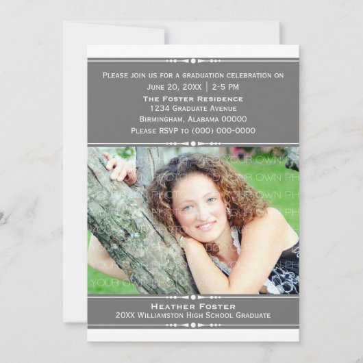 Gris Chic Photo Invitation (Devant)