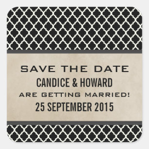 Gris chic Quatrefoil Enregistrer les stickers Date