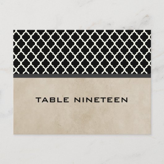 Gris Chic Quatrefoil Numéro de table Carte postale (Devant)