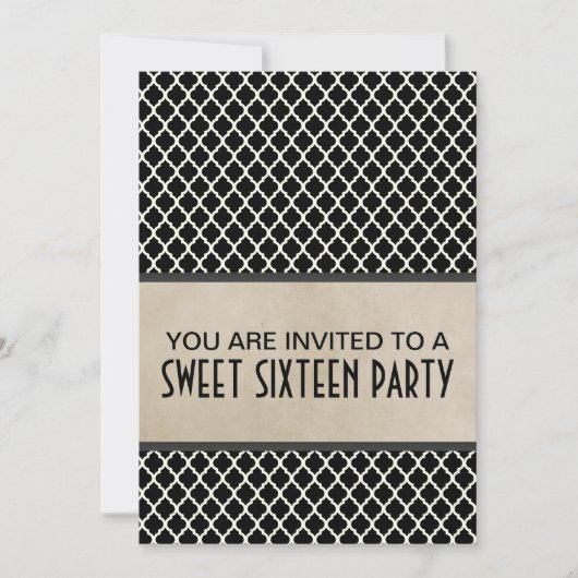 Gris Chic Quatrefoil Sweet 16 Invitation (Devant)