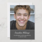 Gris Christian Graduation Photo Faire-part (Devant)