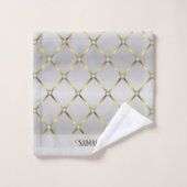 Gris Clair Blanc Et Or Mesh Géométrique (Gant de toilette)