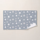 Gris clair et étoiles blanches sur gris argent cla (Serviette à main)