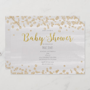 Gris-clair et or arrosez les invitations de baby