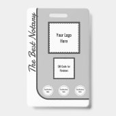 Gris Classic Style Notaire Public ID Badge QR Code (Arrière)