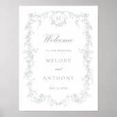 Gris classique Français Floral Mariage Affiche de (Devant)