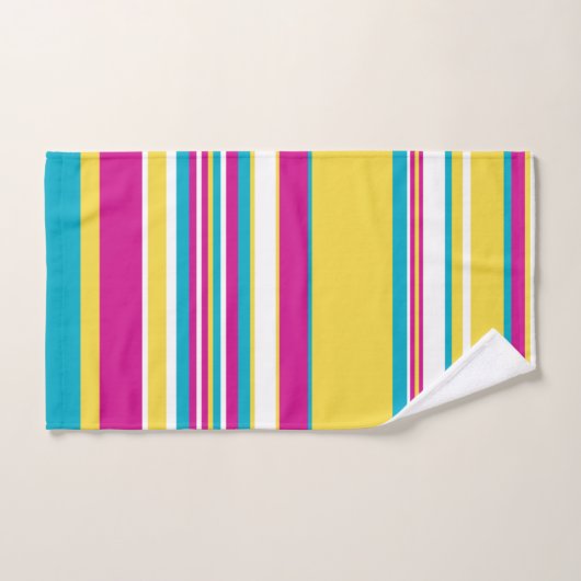 Gris complexes -Turquoise, Jaune, Rose et Blanc (Serviette à main)