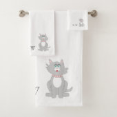 Gris Conception de chat Monogramme (En situation)