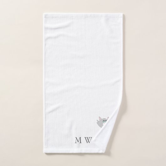 Gris Conception de chat Monogramme (Serviette à main)