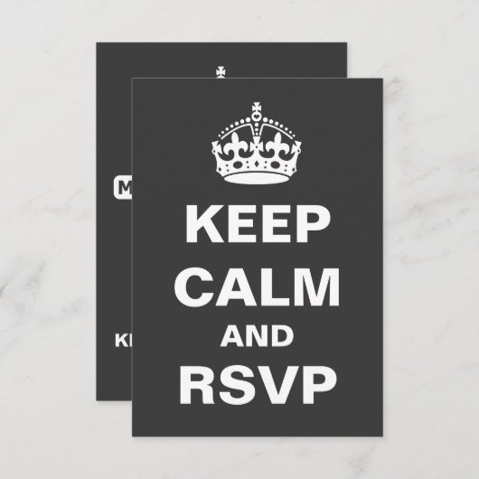 Gris Conserver le calme Mariage RSVP (Devant / Derrière)