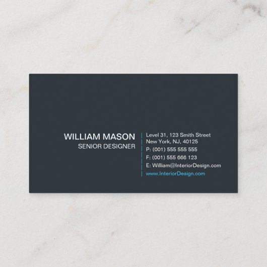 Gris cool, bleu et blanc - Carte de visite (Dos)