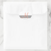 Gris CoralMonogramme Noms Mariage Favor Sticker (Sac)