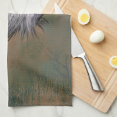 Gris Crowned Crane Bird Serviettes de cuisine (Quart Plié)