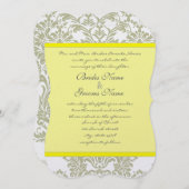 Gris Damas Fils Bight Jaune Faire-part de mariage (Devant / Derrière)