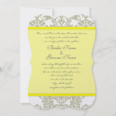 Gris Damas Fils Bight Jaune Faire-part de mariage (Devant)