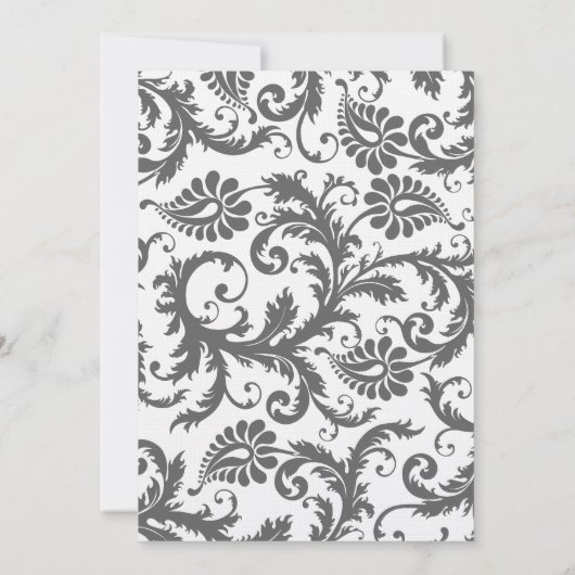 Gris Damas Fils Bight Jaune Faire-part de mariage (Dos)