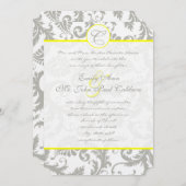 Gris Damas Fils Bight Jaune Faire-part de mariage (Devant / Derrière)