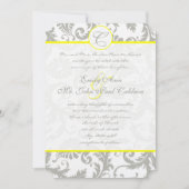 Gris Damas Fils Bight Jaune Faire-part de mariage (Devant)