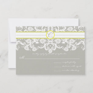 Gris Damas Fissures de mariage jaune vif RSVP