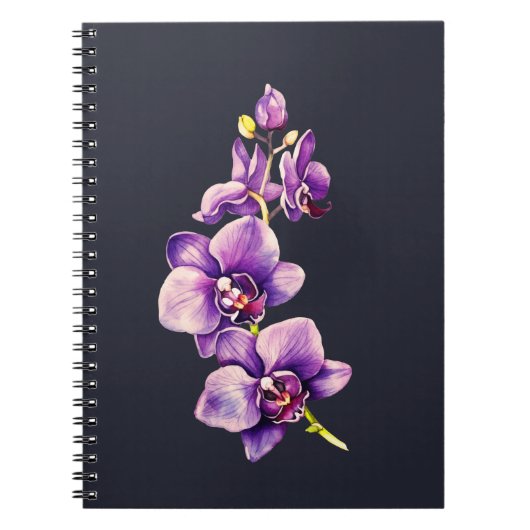 Gris d'ardoise foncée, Carnet Spiral d'orchidée po (Devant)
