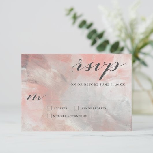 Gris de corail Abstrait Brochures Mariage RSVP (Debout devant)
