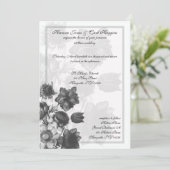 Gris Elégant Fleur Mariage Invitations (Debout devant)
