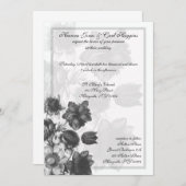 Gris Elégant Fleur Mariage Invitations (Devant / Derrière)