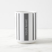 Gris en bandes verticales avec votre nom Mug (Centre)