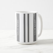 Gris en bandes verticales avec votre nom Mug (Devant droit)