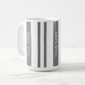 Gris en bandes verticales avec votre nom Mug (Devant gauche)