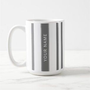 Gris en bandes verticales avec votre nom Mug