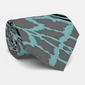 Gris Et Aqua Animal Imprimé Zebra Stripe Cravate (Roulé)