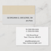 Gris et beige, Carte de visite professionnel (Devant / Derrière)