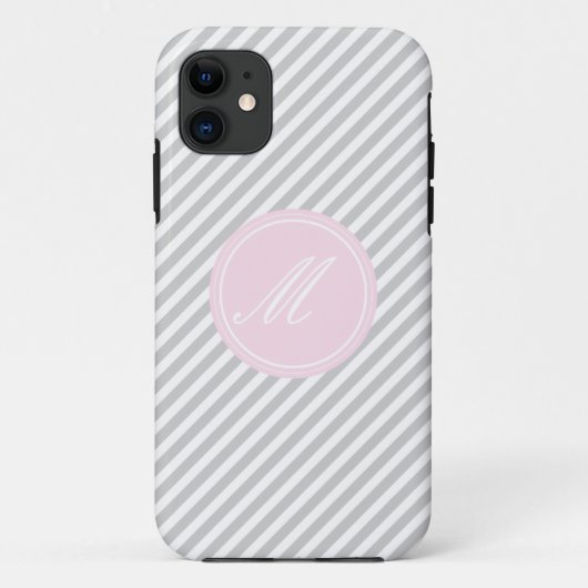 Gris et blanc bande Monogramme iPhone 5 Coque (Dos)