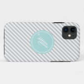 Gris et blanc bande Monogramme iPhone 5 Coque (Dos (Horizontal))