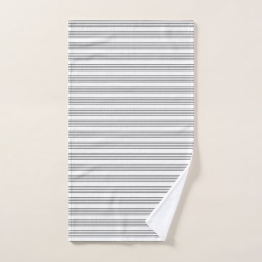 Gris et blanc cinq bandes motif (Serviette à main)