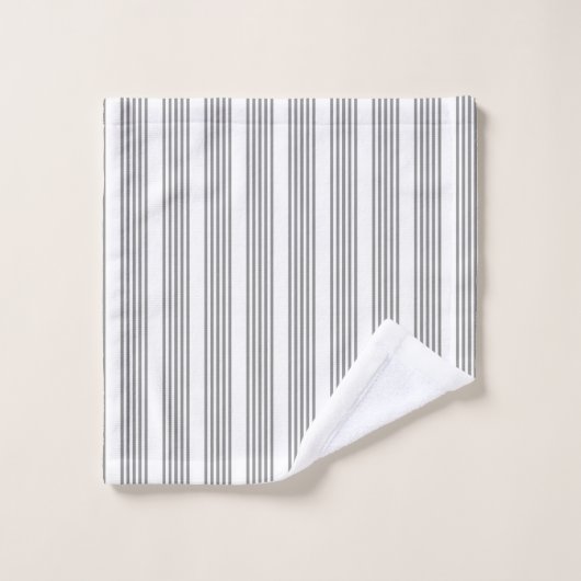 Gris et blanc cinq bandes motif (Gant de toilette)