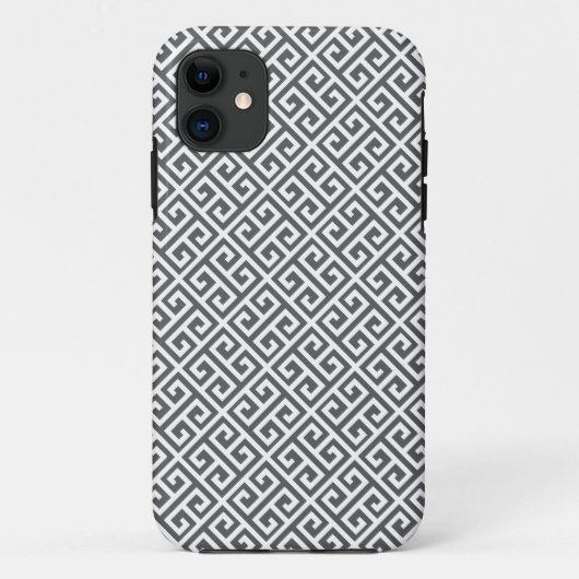 Gris et blanc Clé grecque Motif iPhone 5 Coque (Dos)