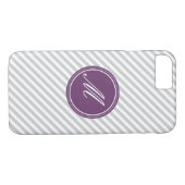 Gris et blanc rayures avec Monogram iPhone 7 Coque (Dos (Horizontal))