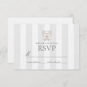 Gris et Brown Mariage damassé RSVP (Devant / Derrière)