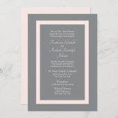 Gris et Faire-part de mariage rose (Devant / Derrière)