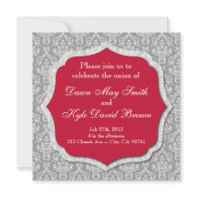 Gris et faire-part de mariage rouge
