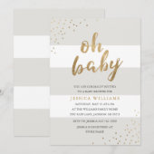 Gris et invitation de baby shower de confettis de (Devant / Derrière)