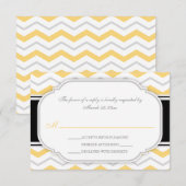 Gris et jaune Chevron Réception de mariage RSVP Ca (Devant / Derrière)
