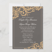 Gris et jaune Faire-part de mariage (Devant)